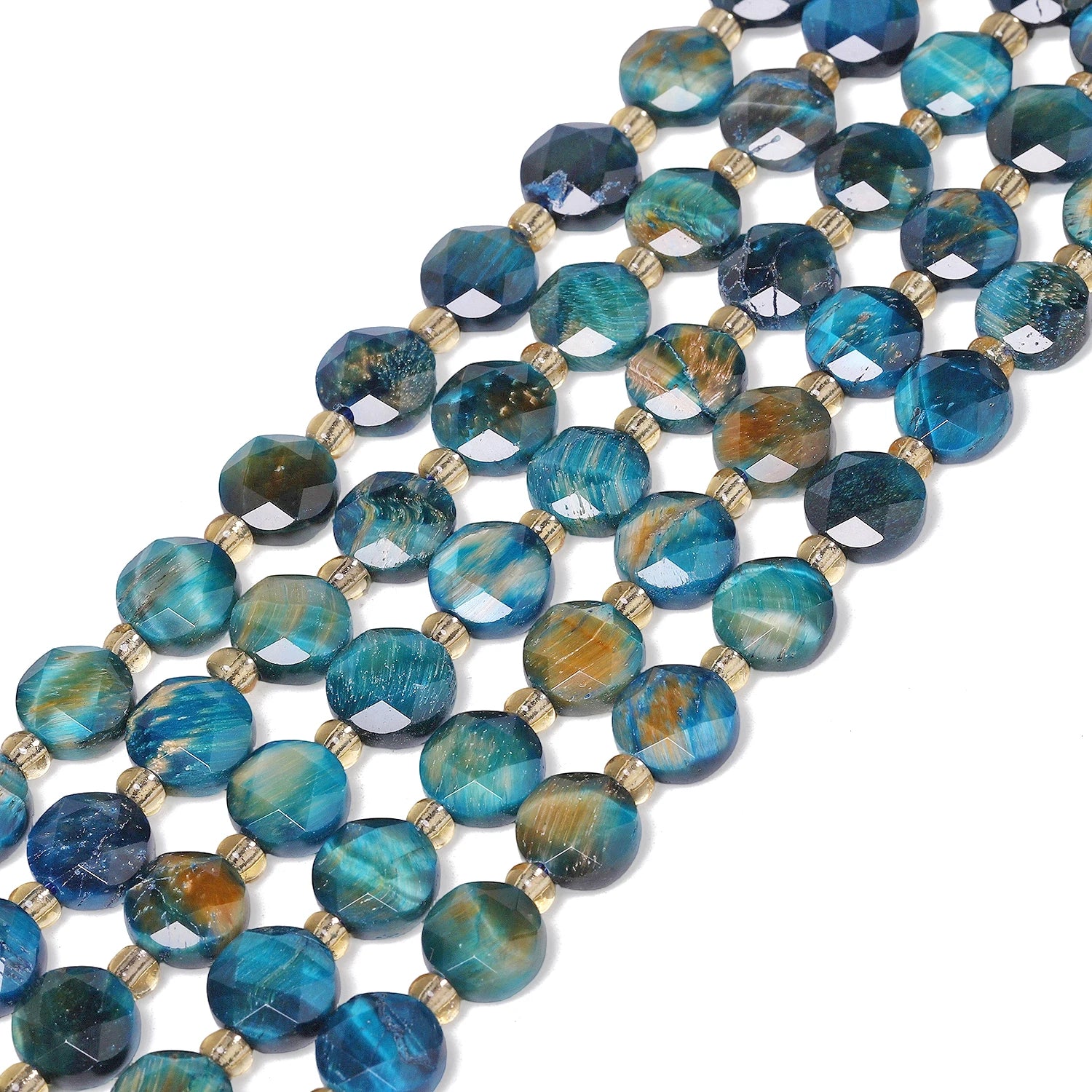 Natural Tiger Eye Stone Beads — Faceted Coin Shape for Jewelry Making