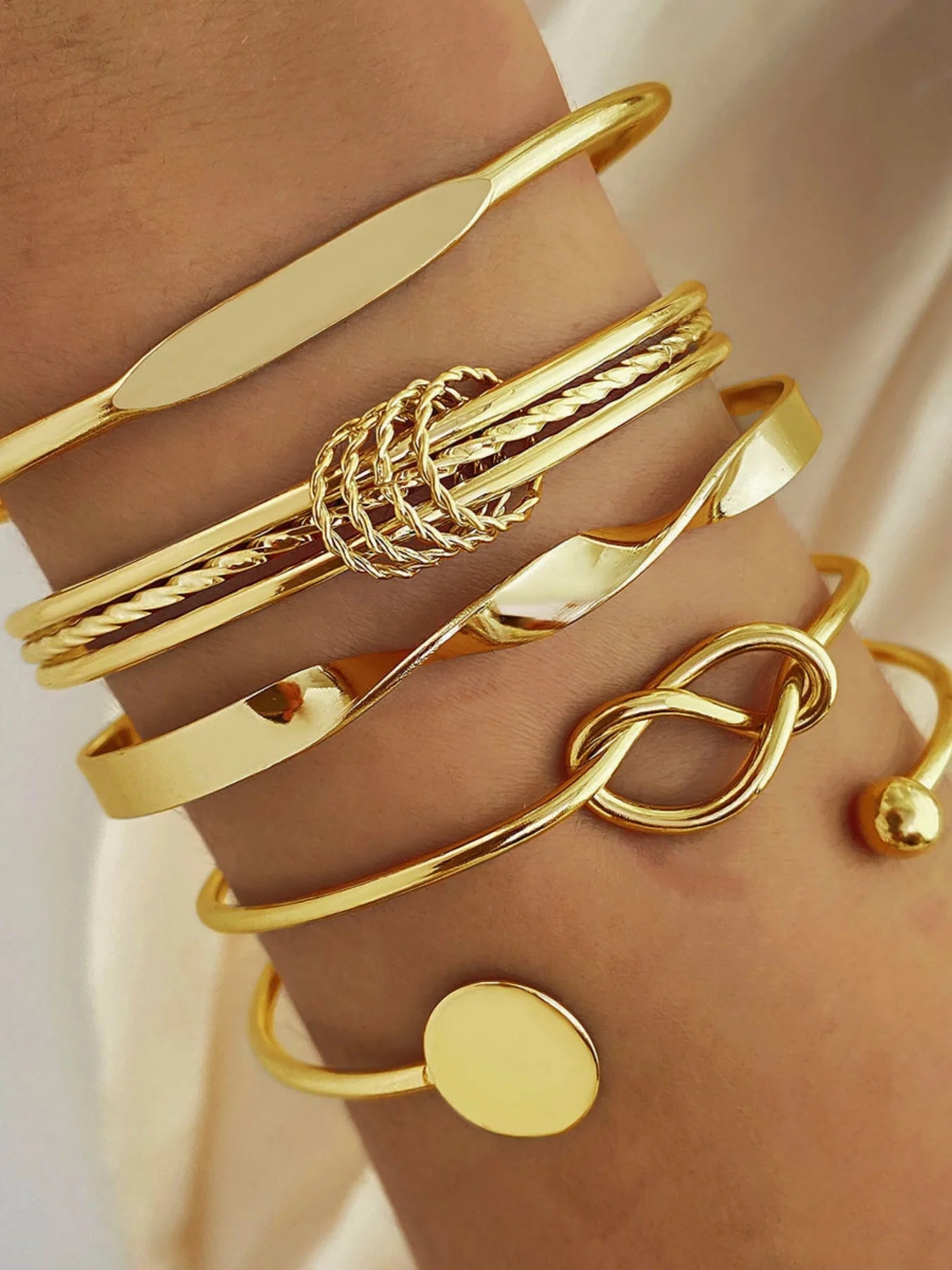 Adjustable Bangle Set — 5pcs Elegant Twist Jewelry