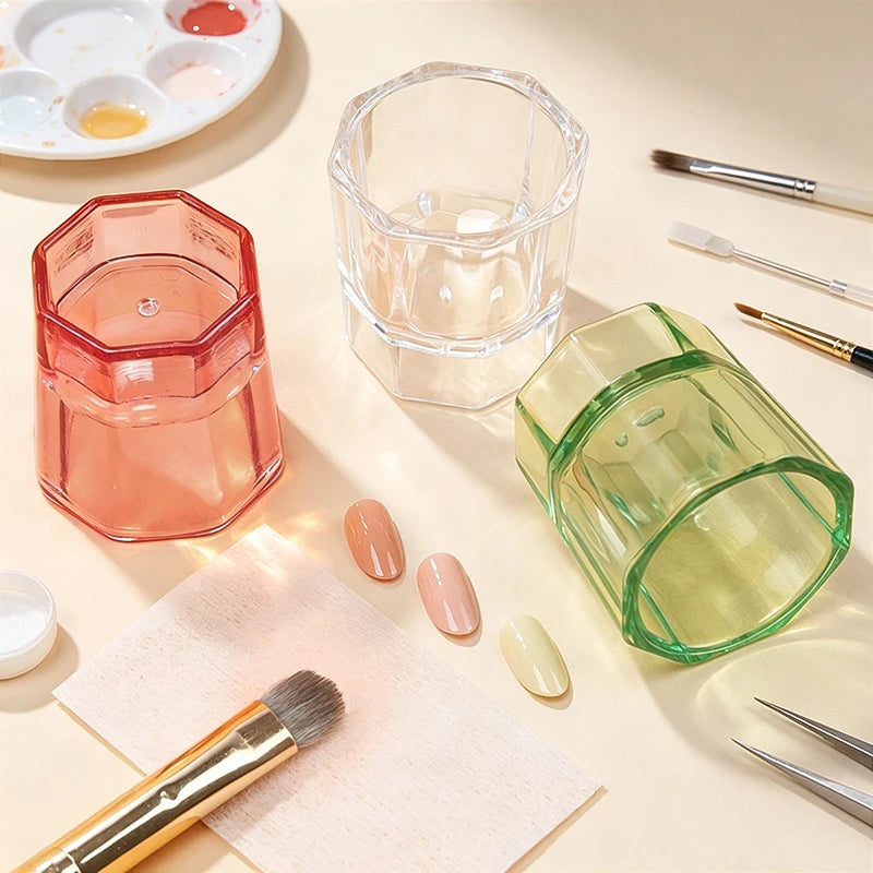 myaokue-up Octagonal Nail Art Cup — Crystal Liquid Container for Monomer