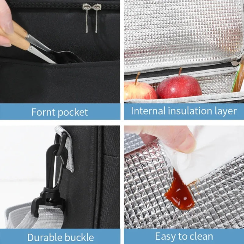 Insulated Lunch Bag — Waterproof Thermal Food Container with Shoulder Strap