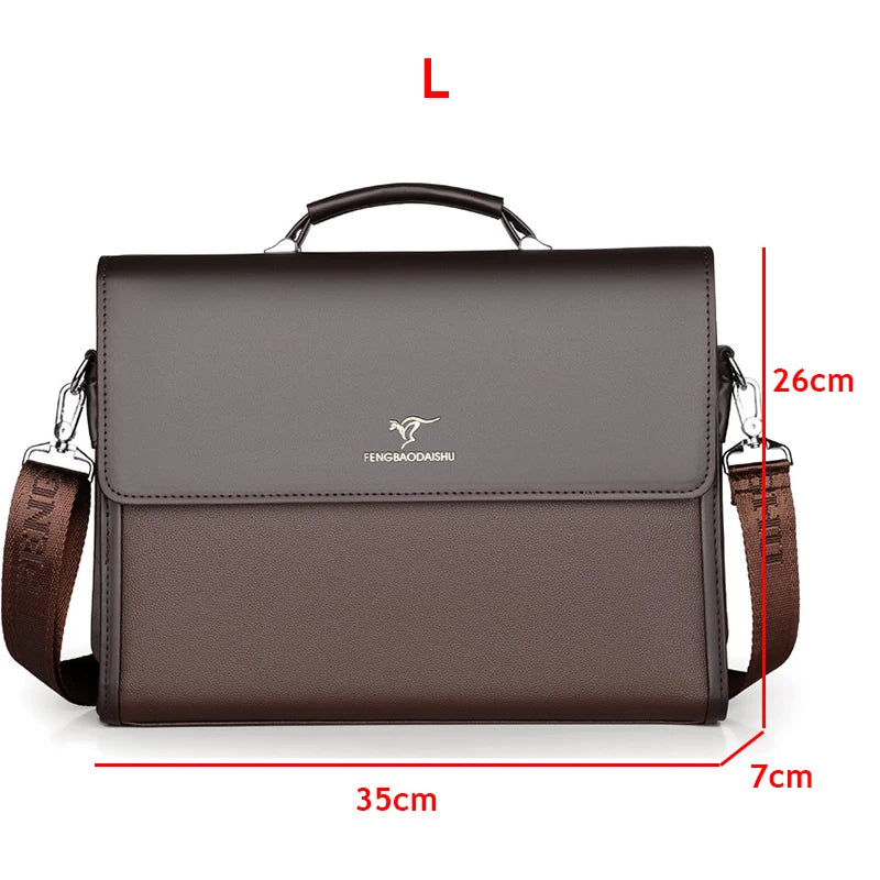 Men's Leather Business Briefcase — Professional Work Tote & Shoulder Bag