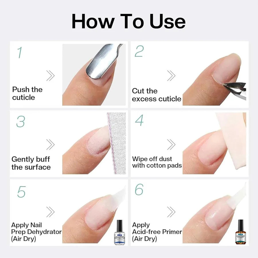 QAZIXU Nail Prep Dehydrator and Acid-Free Primer — Professional Manicure Base