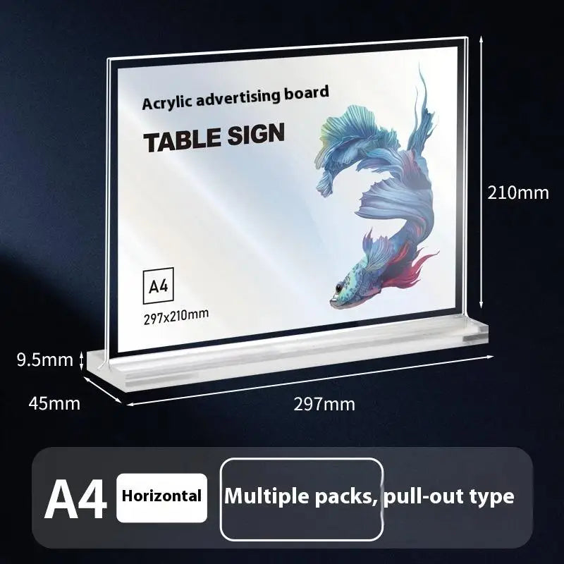 Acrylic Sign Holder — Clear Desktop Display Stand for Menus and Labels