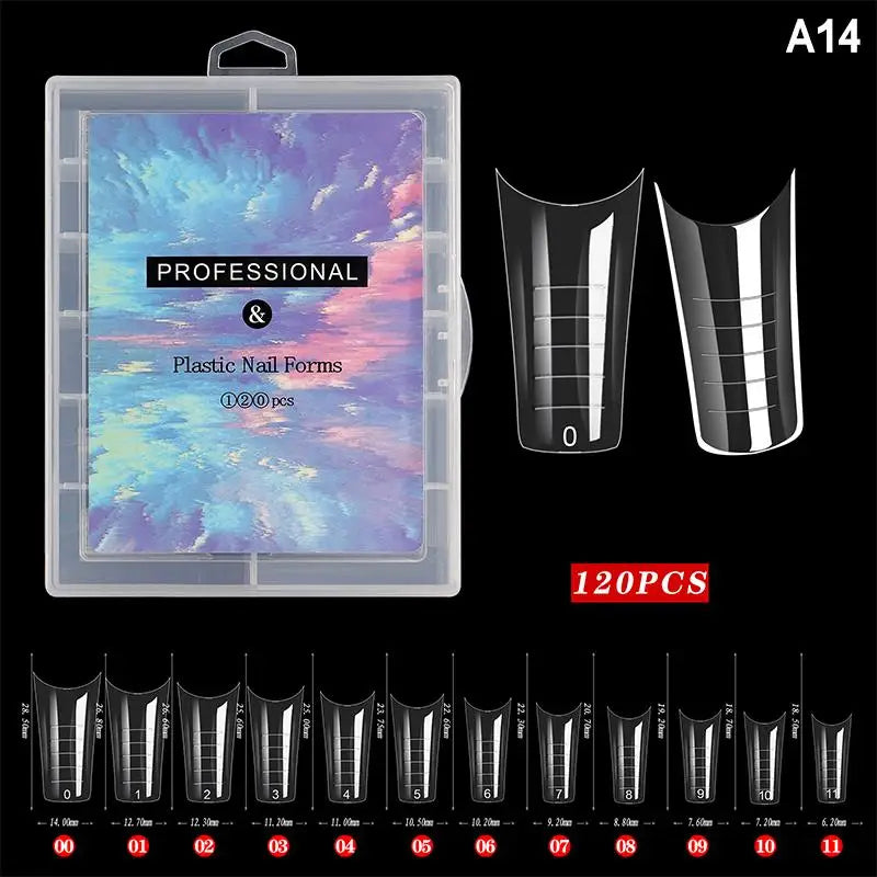 AQTOCNA Dual Form Nail Extension Tips — 120 Piece Quick Building Mold Set