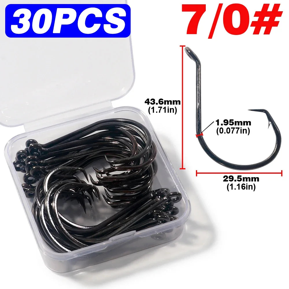 LAKBAT 7385 Inclined Circle Fishing Hooks — High Carbon Steel Barbed Tackle