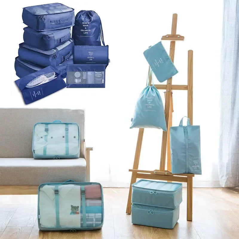 7-Piece Travel Organizer Set — Luggage Packing Cubes & Shoe Pouches