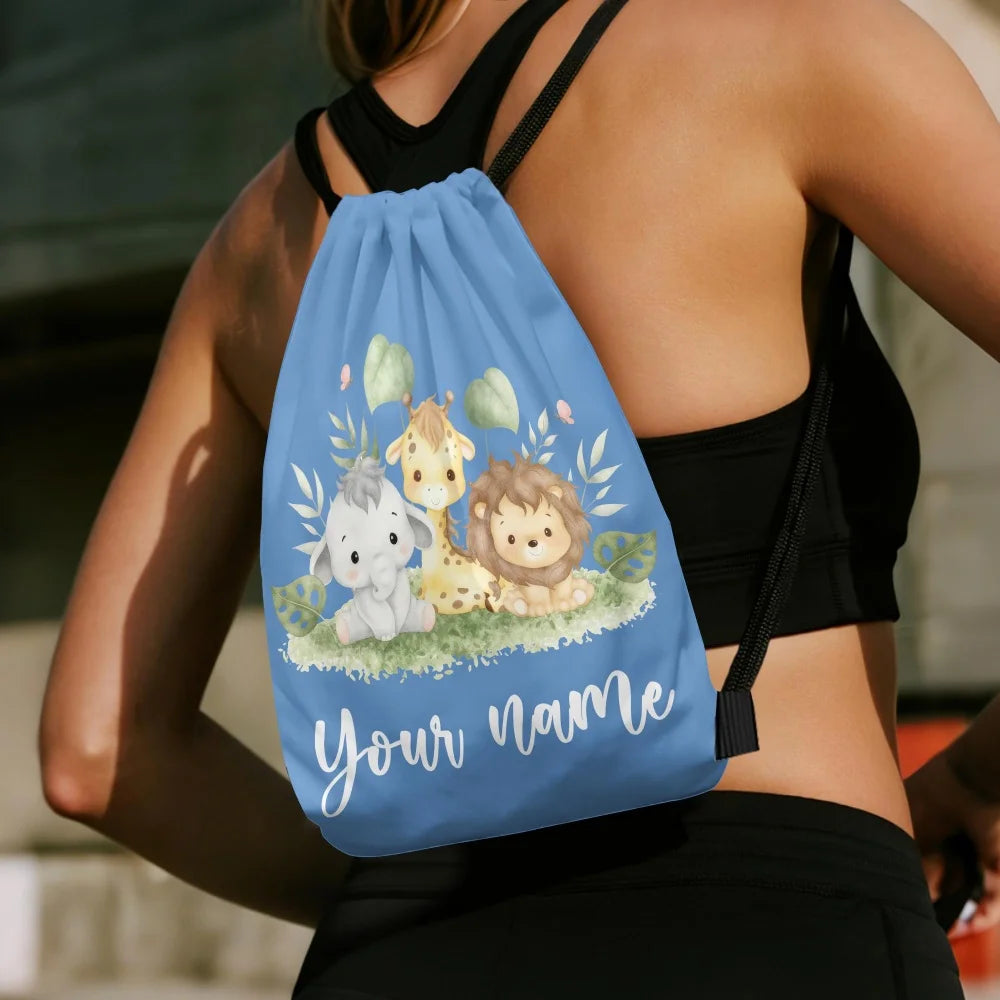 Animal Print Drawstring Bag — Versatile Lightweight Storage Pouch