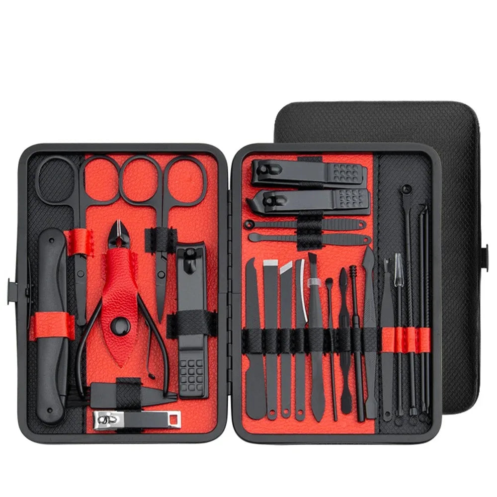 OLOEY Professional Manicure Set — Stainless Steel Nail Care Kit with Case
