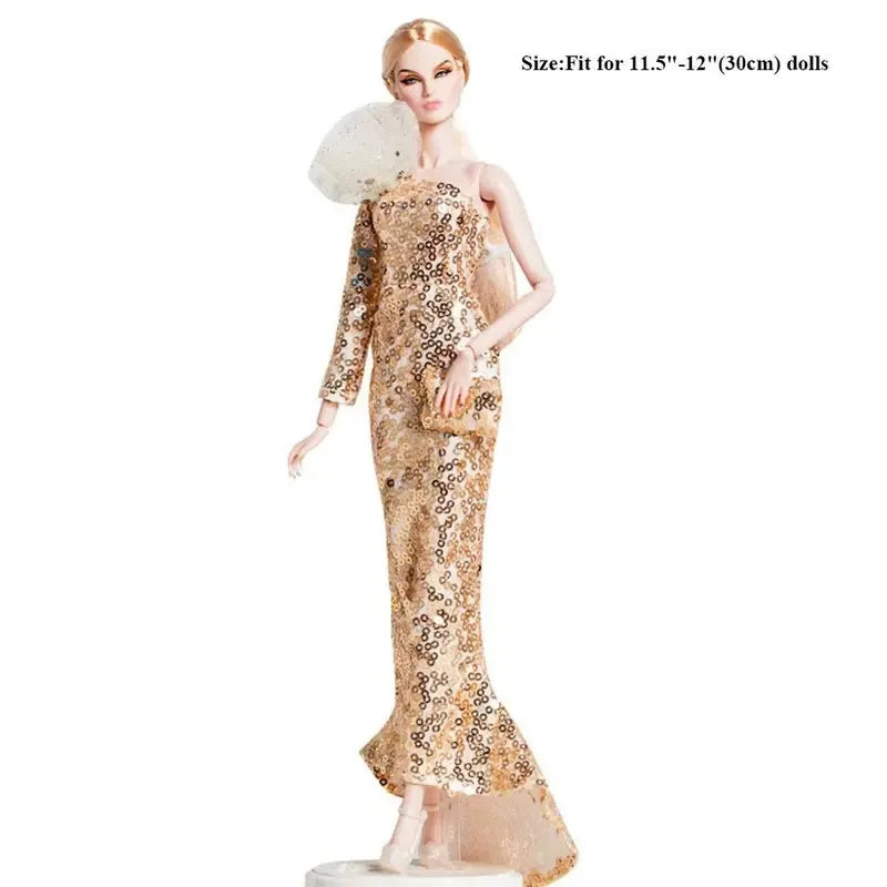 Xianxian Princess European Lace Golden Dress — Elegant Doll Clothing Set