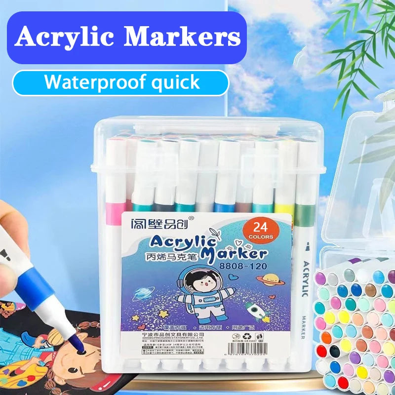 Acrylic Brush Marker Set — Liquid Ink Art Pens with Portable Case