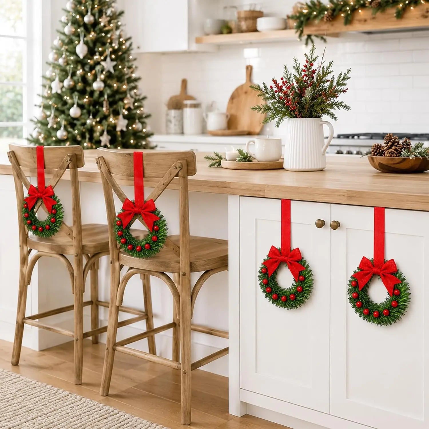 12-Piece Mini Christmas Wreath Set — Small Hanging Holiday Decor for Home and Office