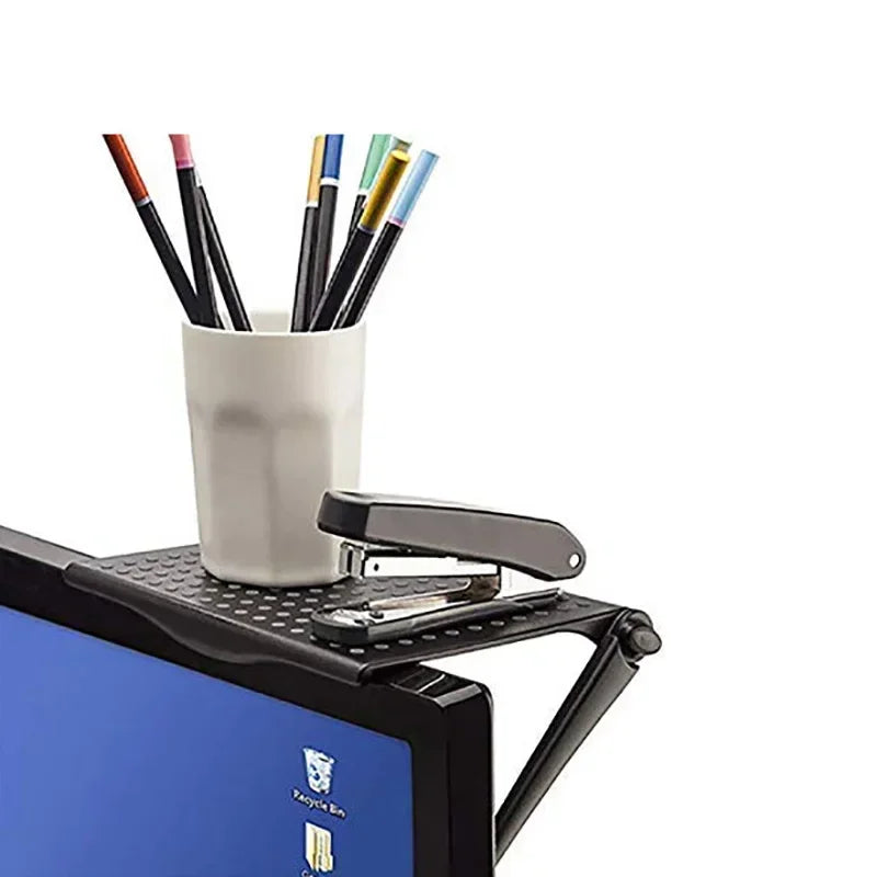 Adjustable Computer Monitor Riser — Ergonomic Desktop Stand with Storage Shelf