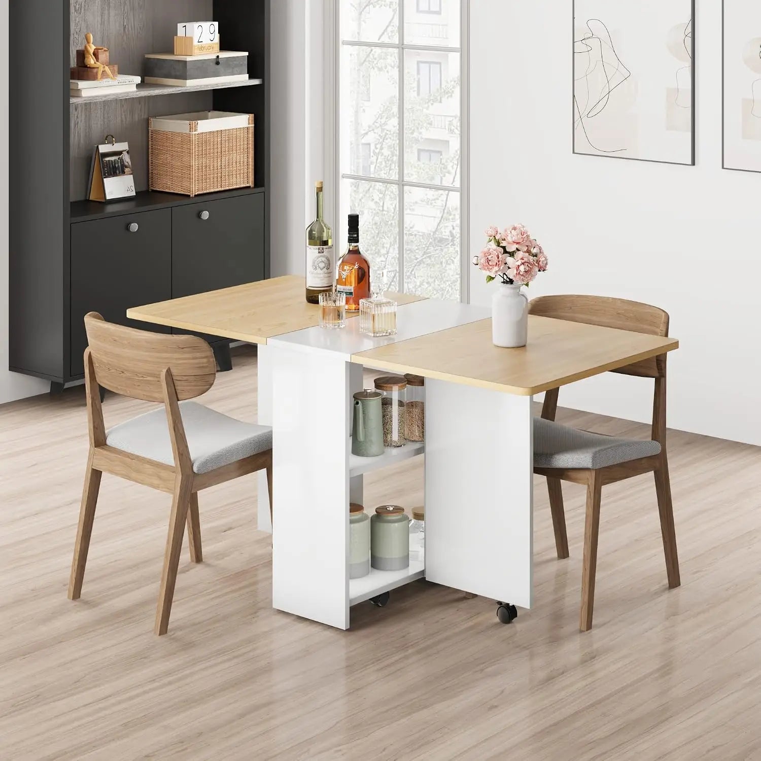 Garvee Modern Drop Leaf Dining Table — Extendable Space-Saving Design
