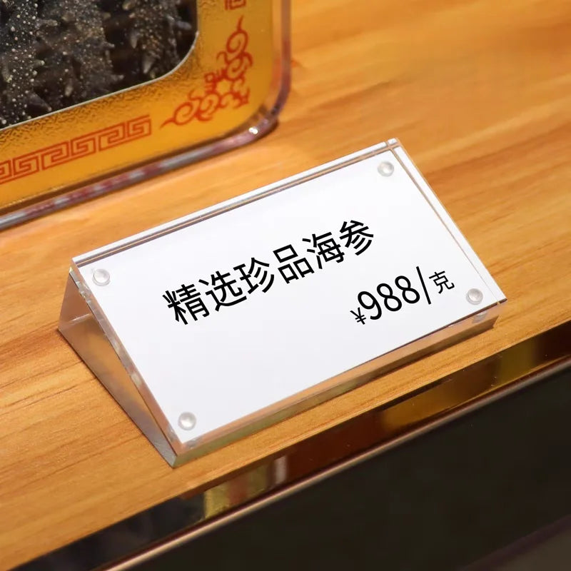 Magnetic Acrylic Sign Holders — Slanted Display Stand for Menus and Labels