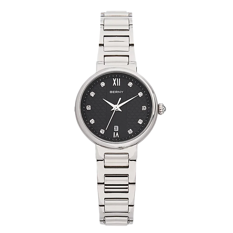 BERNY Women's Fashion Quartz Watch — Diamond Accents & Sapphire Glass
