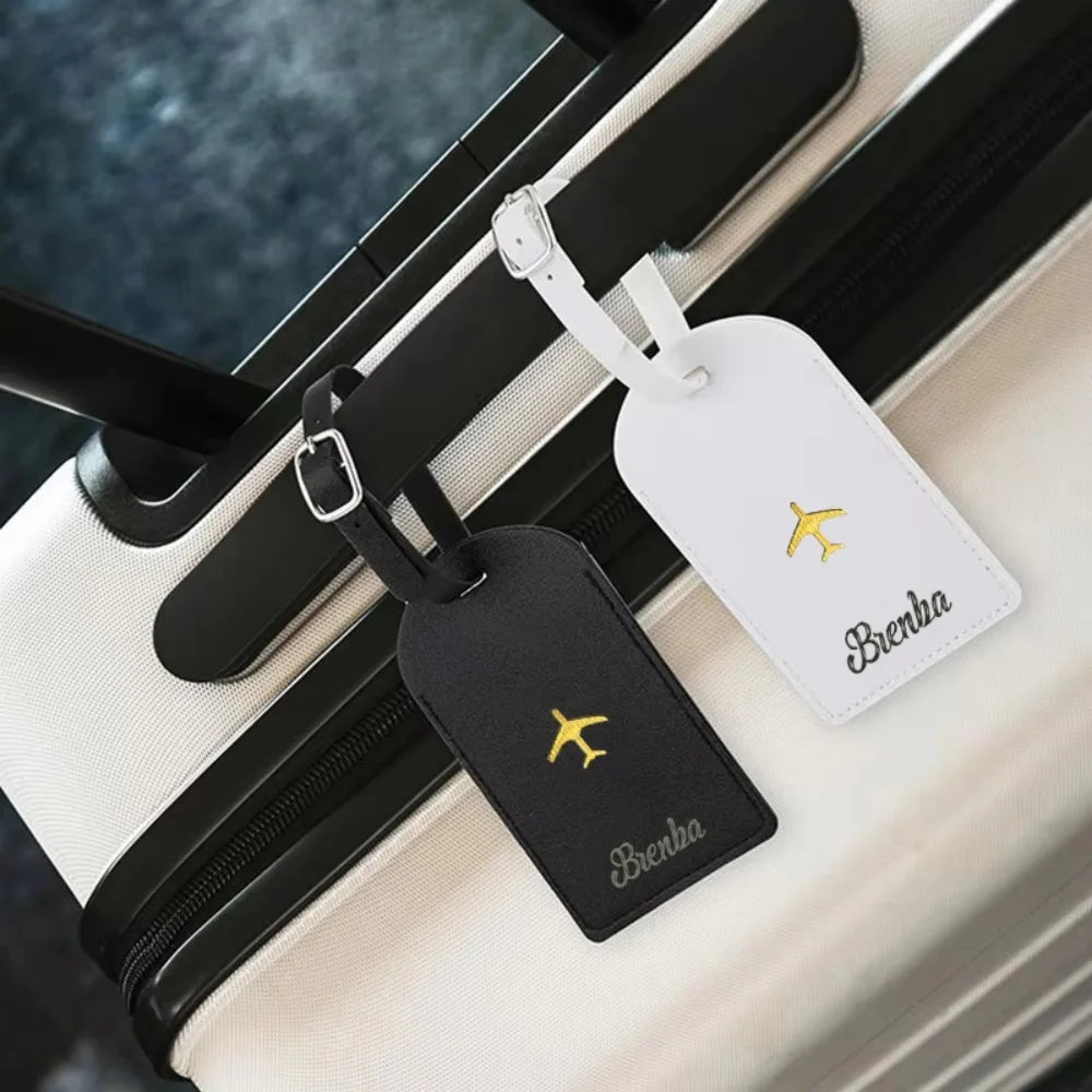 Personalized Custom Name Luggage Tag — Stylish PU Leather Baggage Identifier