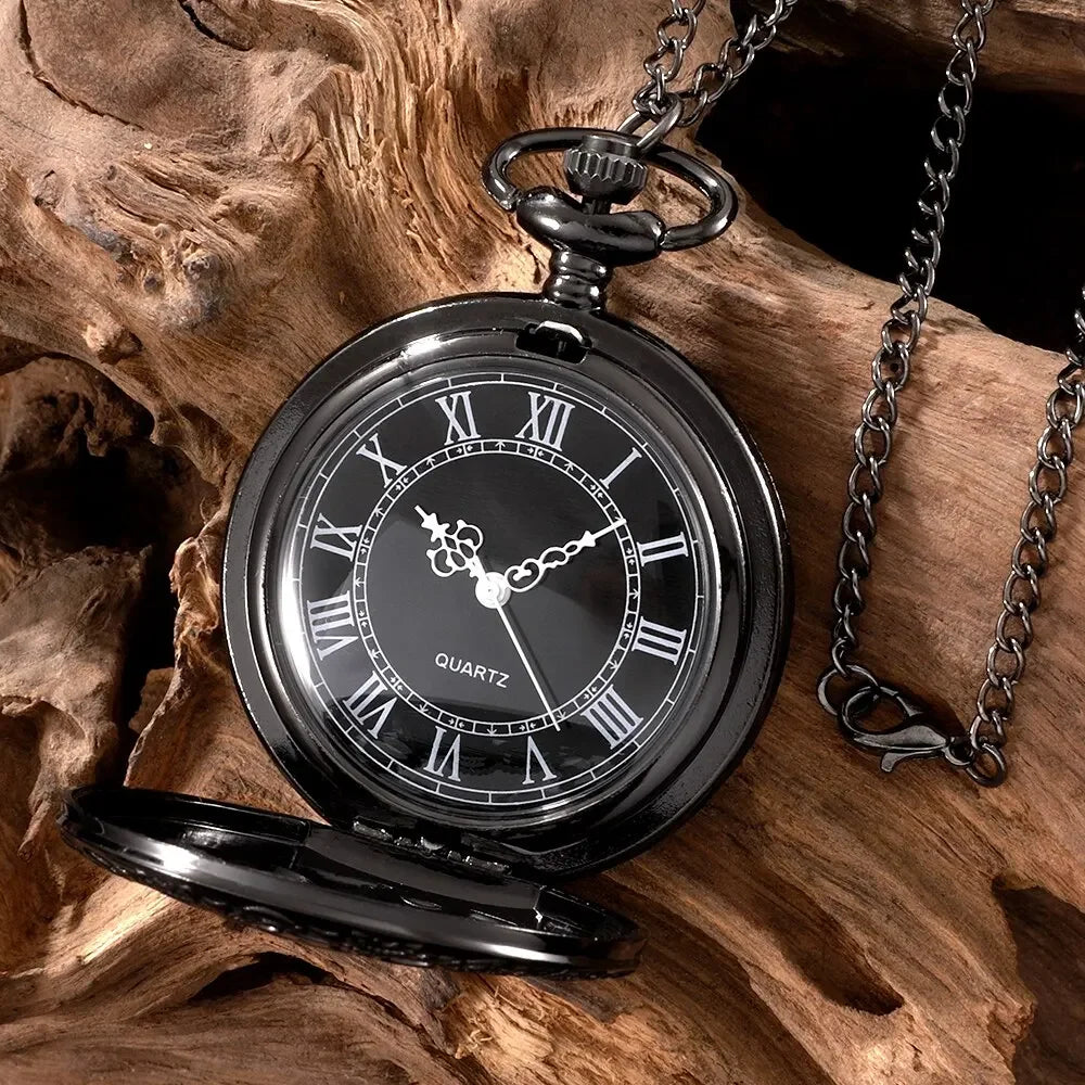 Vintage Steampunk Gear Pocket Watch — Antique Hollow Design Pendant with Chain