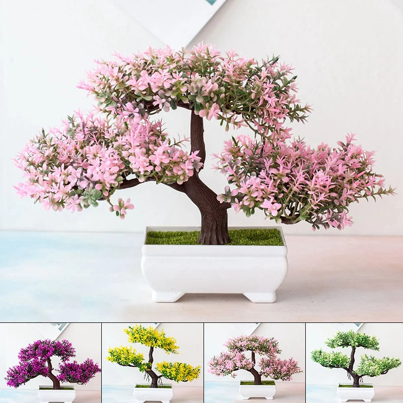 Artificial Bonsai Potted Plant — Realistic Small Tree Decor for Home and Office