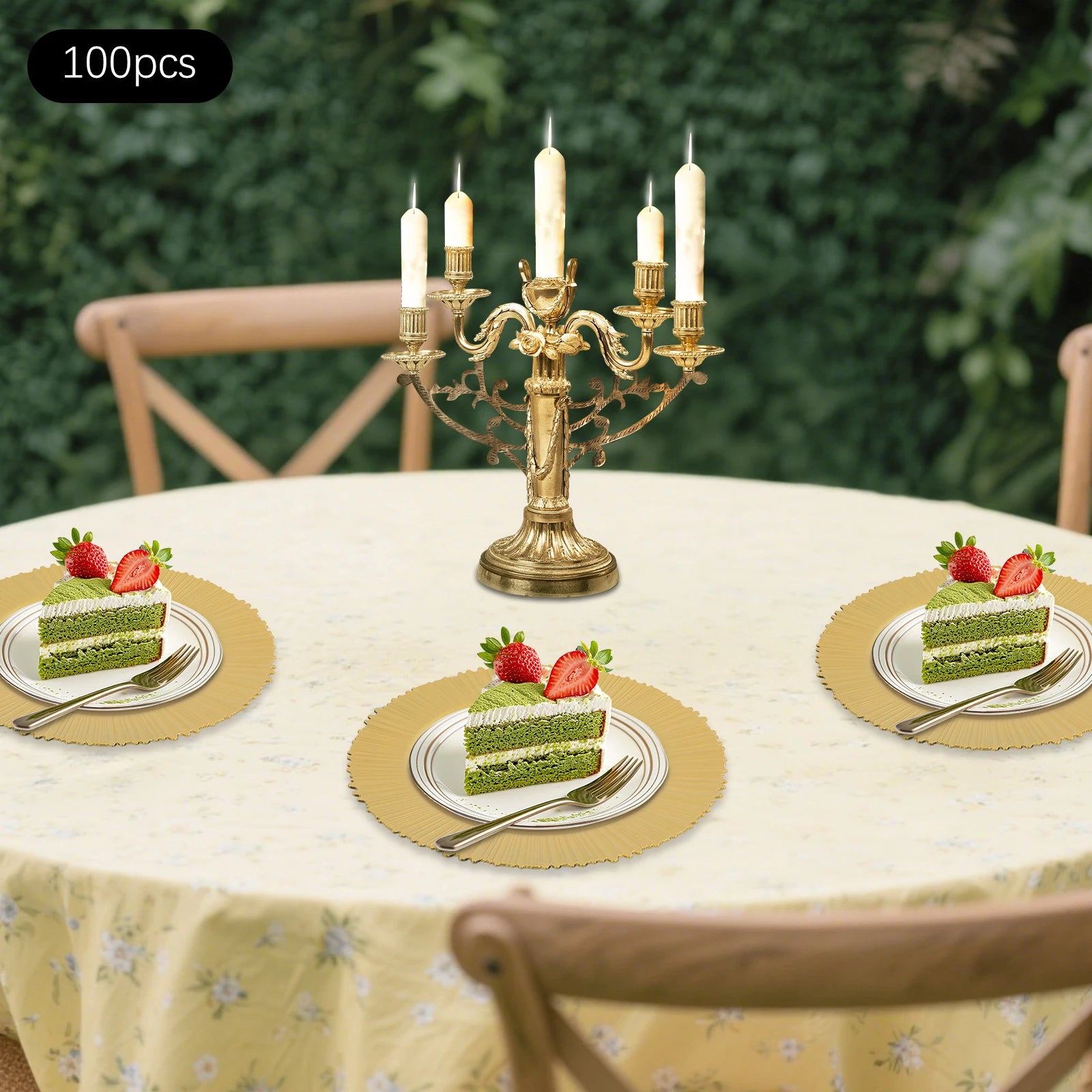 Gold Scalloped Charger Plates — 100-Pack Elegant Table Decor for Weddings