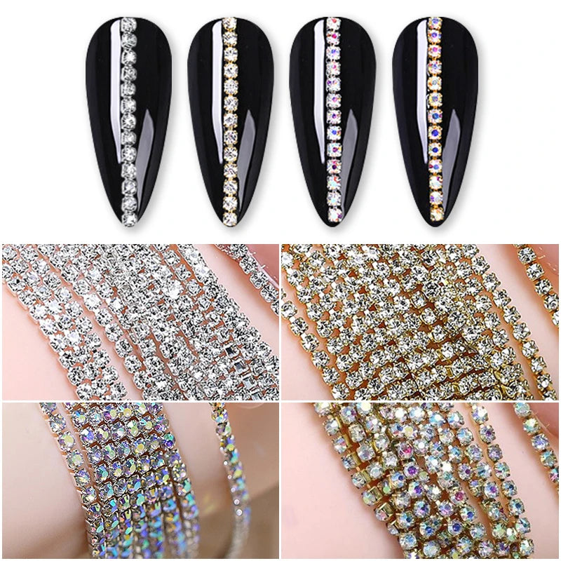 MagiBling Rhinestone Nail Chain — Shiny 3D Crystal Charms for DIY Manicure