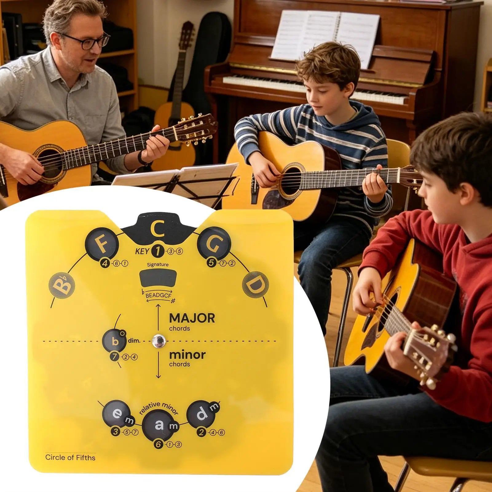 Music Theory Circle of Fifths Wheel — Color-Coded Chord Chart Tool