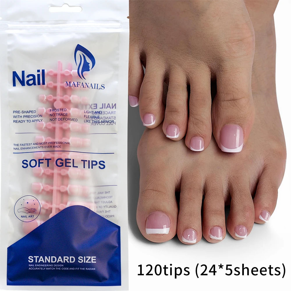100pc Press On Toenails — Short Square Fake Nail Set for Manicure