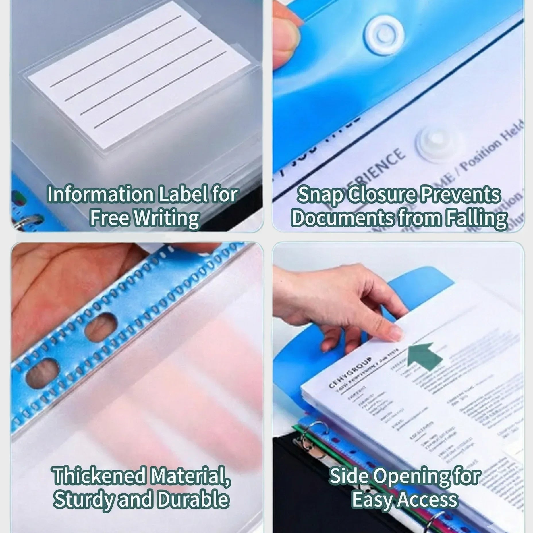 A4 Button Binder Folders — Heavy-Duty File Organizers with Locking Mechanism