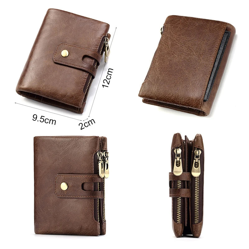 HUMERPAUL Retro Genuine Leather Wallet — RFID Blocking Bifold Coin Purse