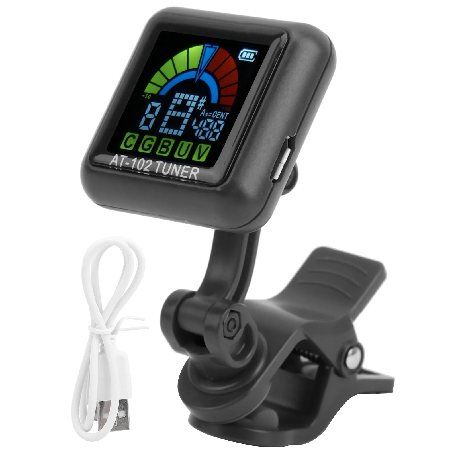 Rechargeable Clip-On Musical Instrument Tuner — High Definition Color Screen