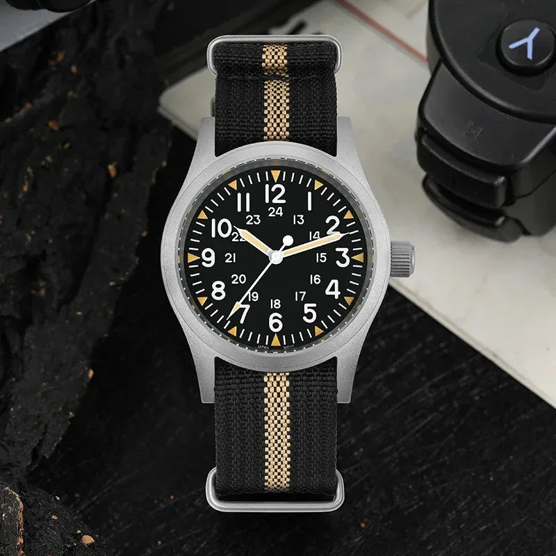 militado ML05 Military Quartz Watch — 38mm Sandblasted Case with Sapphire Crystal