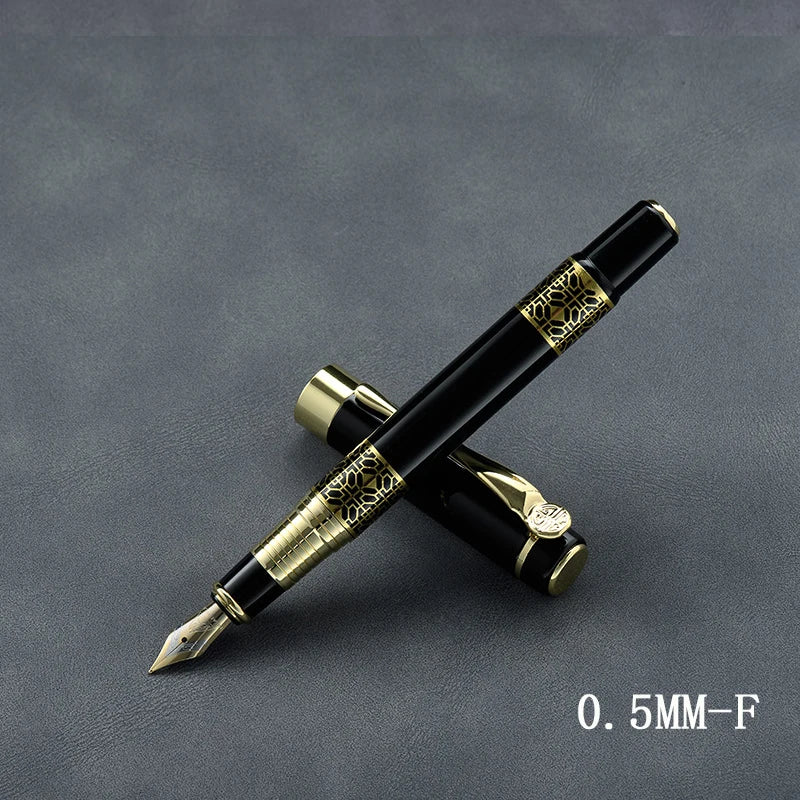 Retro Metal Fountain Pen — Elegant Writing Instrument with Wood Texture
