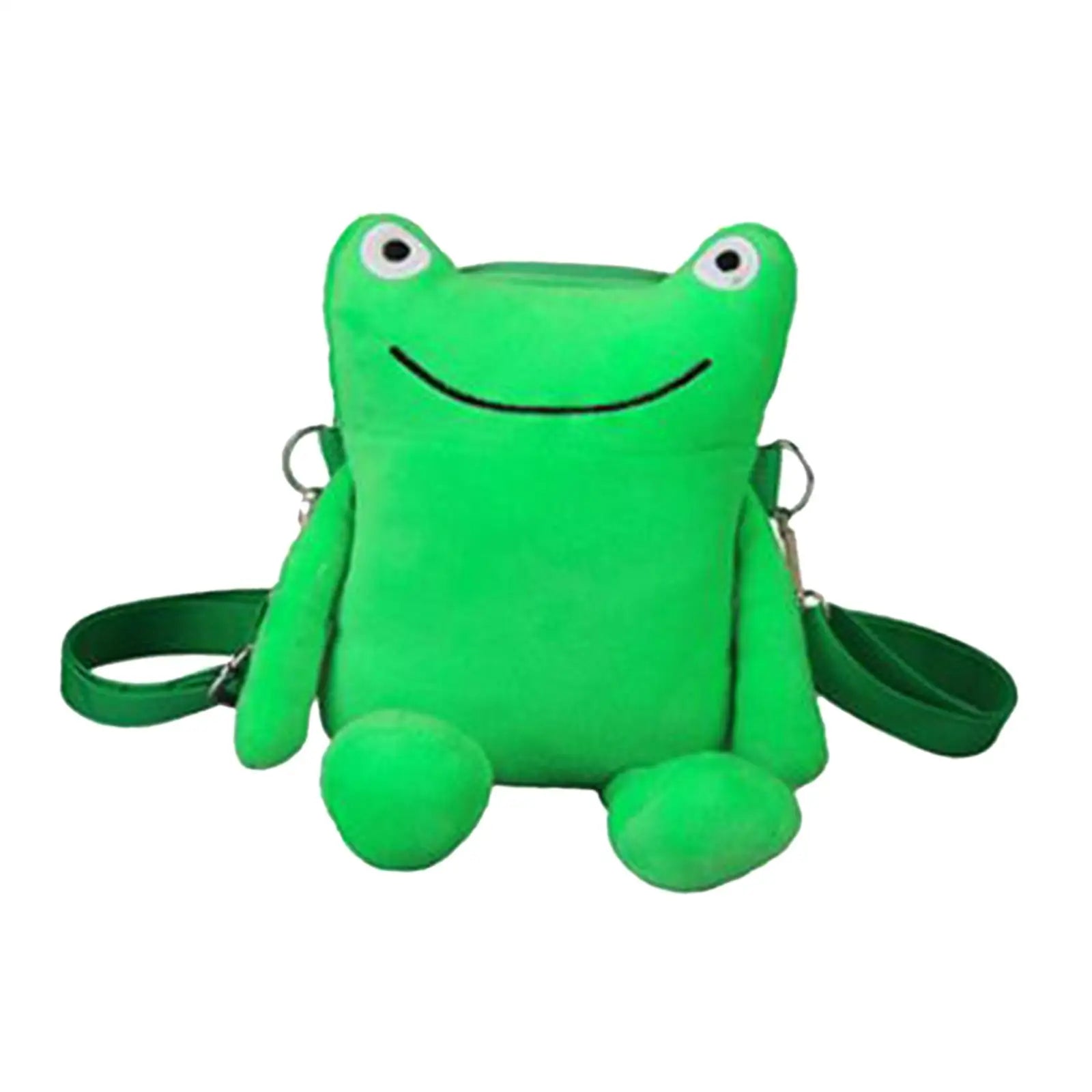 Plush Green Frog Crossbody Bag — Cute Cartoon Shoulder Purse for Women