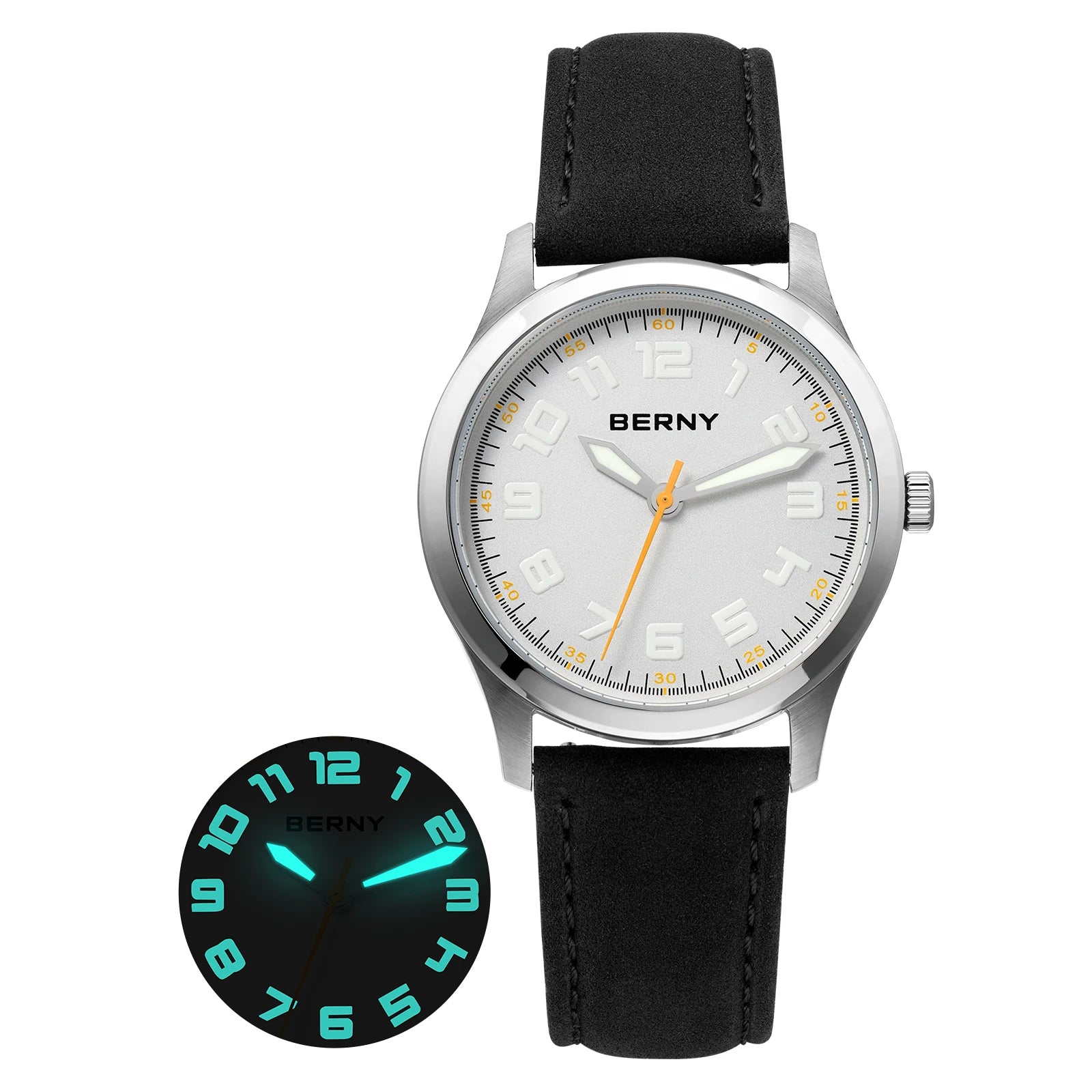BERNY Men's Quartz Watch — Precision Miyota Movement with Leather Strap
