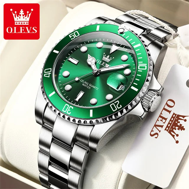 OLEVS Men's Luxury Quartz Watch — Stainless Steel Design with Auto Date