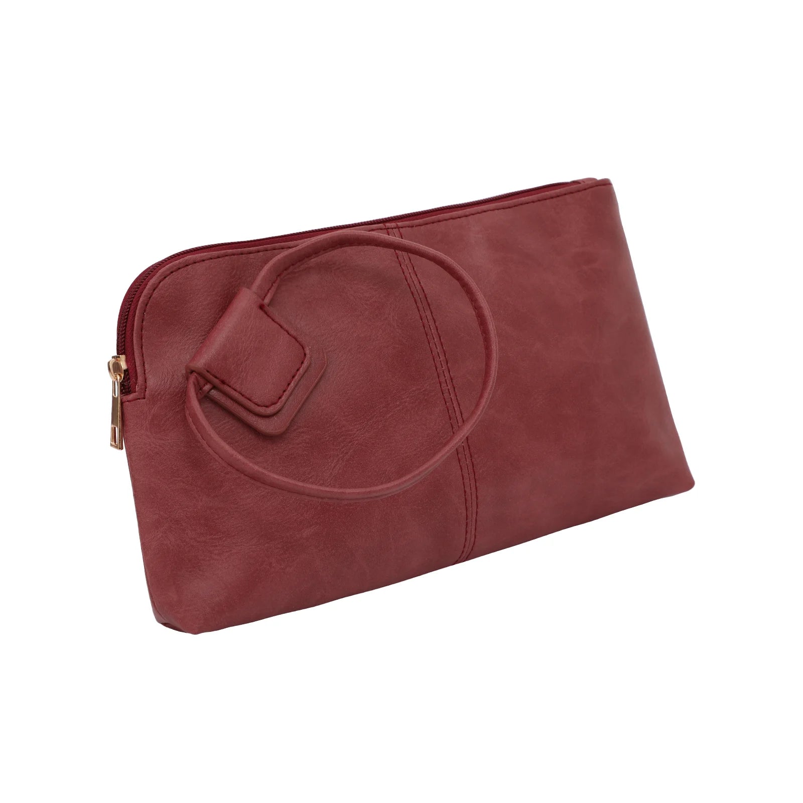 DANCURKEY Vegan Leather Wristlet Clutch — Elegant Evening Bag with Round Handle