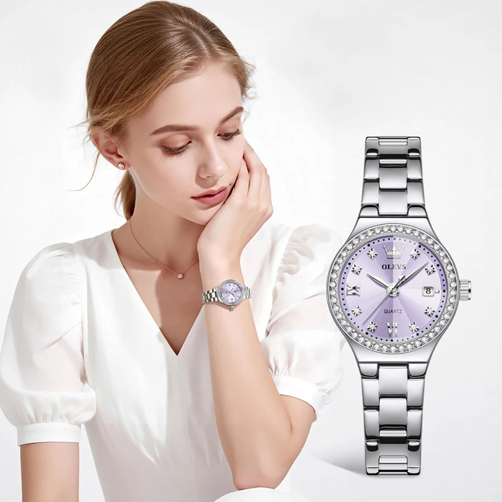 OLEVS 5628 Women's Quartz Watch — Elegant Stainless Steel Jewelry Gift