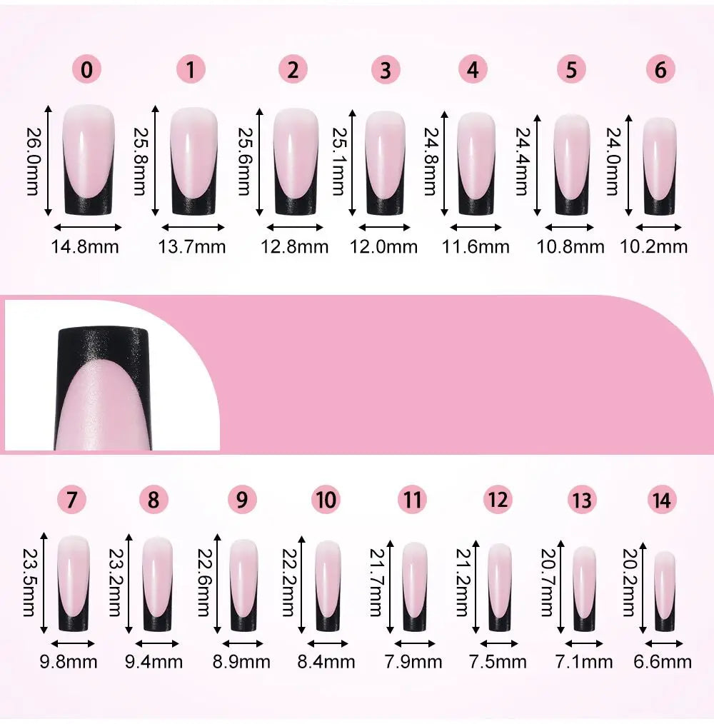 WAKEFULNESS French Tip Press On Nails — 60 Piece Toe Nail Art Set