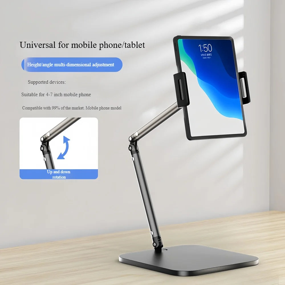 Adjustable Metal Monitor Stand — Portable Desktop Bracket for Tablets and Phones