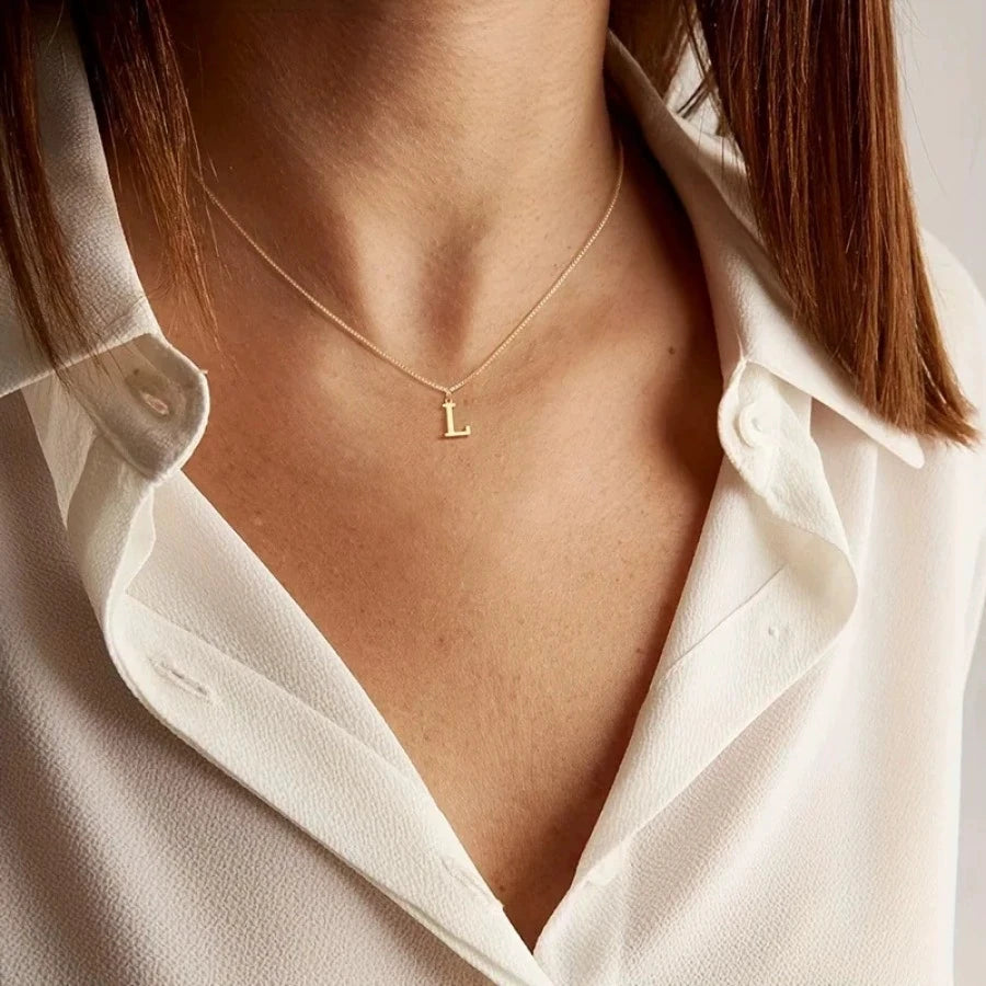 MECYLIFE Initial Letter Necklace — 18K Gold Plated Stainless Steel Jewelry