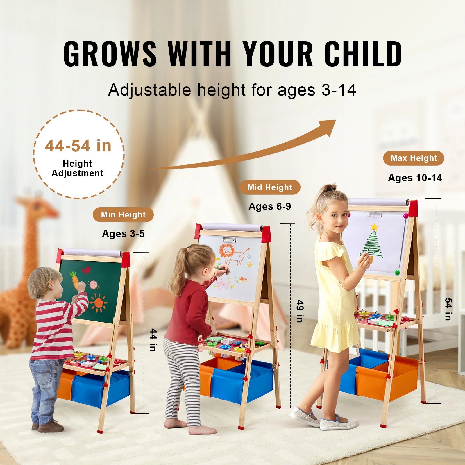 SucceBuy Children Magnetic Drawing Board — Adjustable Art Easel for Creative Play