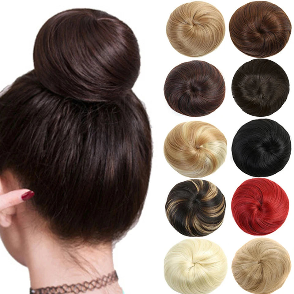 AOOSOO HAIR Synthetic Drawstring Hair Bun — Silk Straight Chignon for Daily Wear