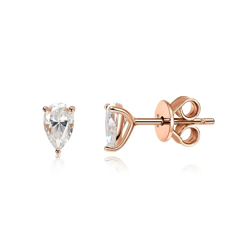 FEOBUR Moissanite Pear Cut Ear Jackets — 925 Sterling Silver Waterdrop Studs