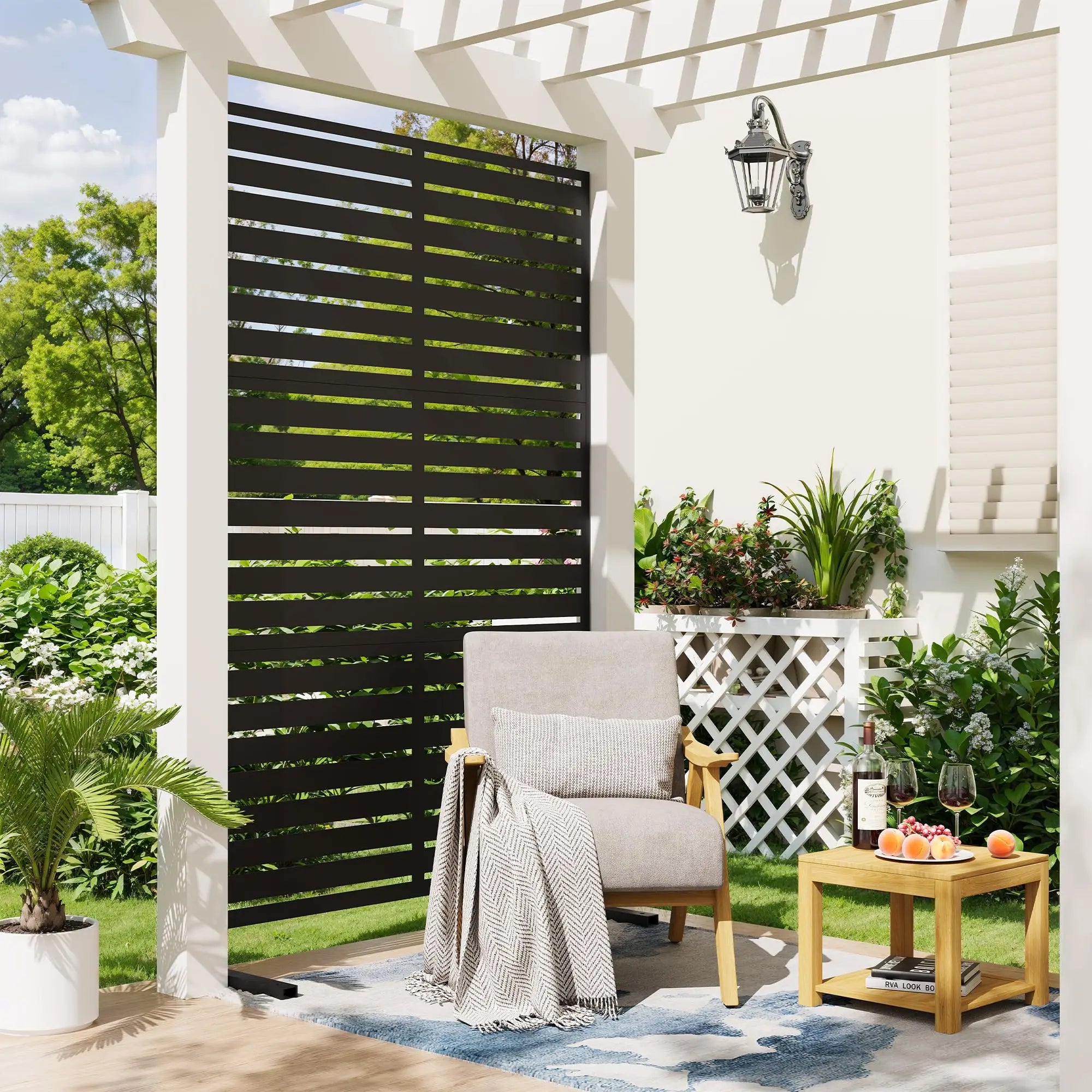 HiMISS 6FT Metal Privacy Fence — Freestanding Outdoor Screen Panel