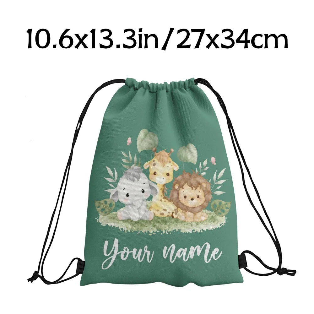Animal Print Drawstring Bag — Versatile Lightweight Storage Pouch