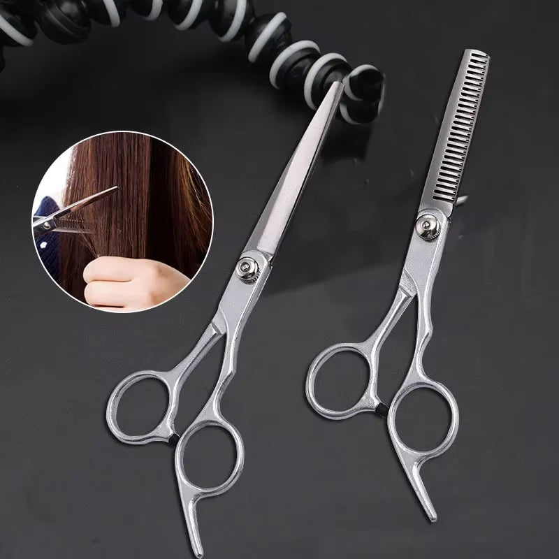 Professional Haircutting Scissors Set — 6 Inch Barber Cutting & Thinning Tools