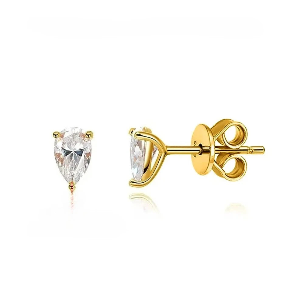 FEOBUR Moissanite Pear Cut Ear Jackets — 925 Sterling Silver Waterdrop Studs