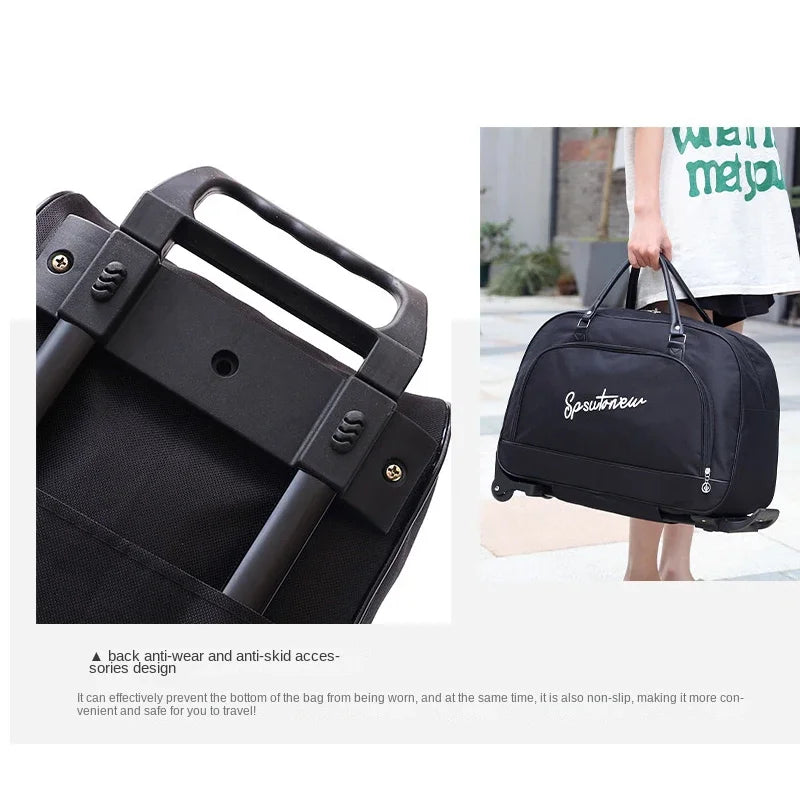 Foldable Trolley Duffle Bag — Large Capacity Rolling Travel Luggage