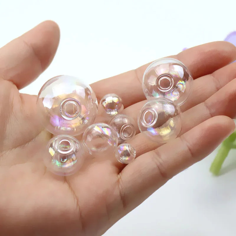 Hollow Glass Ball Orbs — Clear Bubble Vials for Jewelry Making