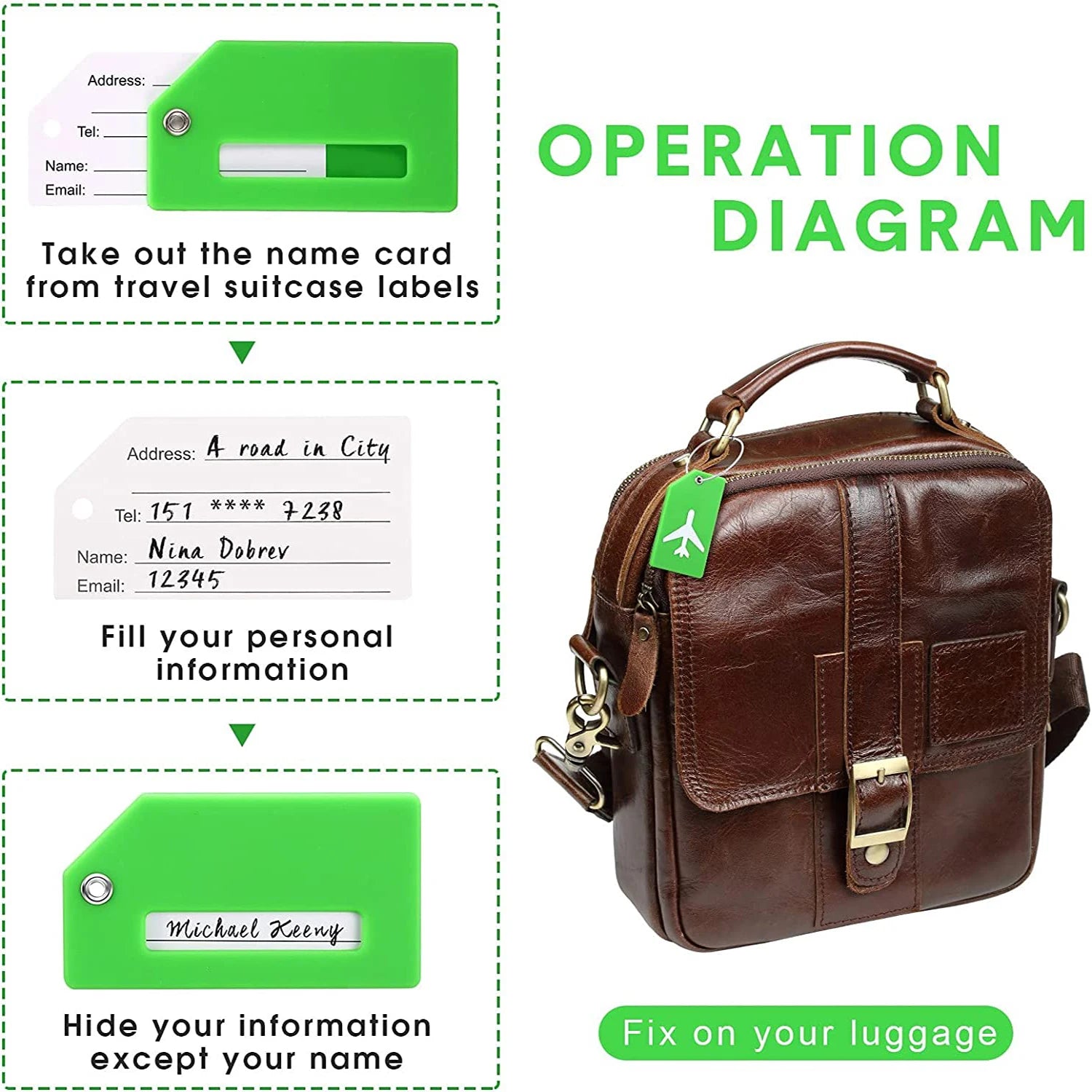 Silicone Luggage Tags with ID Card — Durable Travel Identification Set