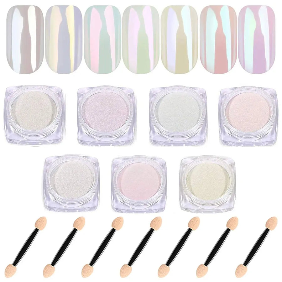 MingLee Aurora Chrome Nail Powder — Holographic Mirror Effect Set